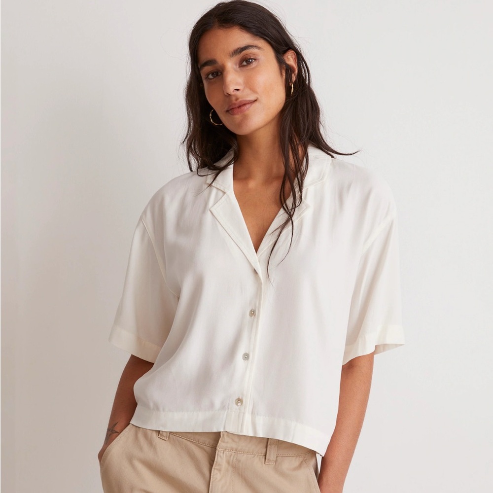 Women's Cream Button-Up Blouse